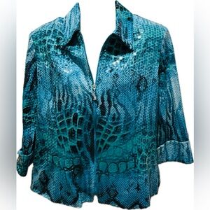 Soft Works Blue Snake Print Women's Sequined Jacket